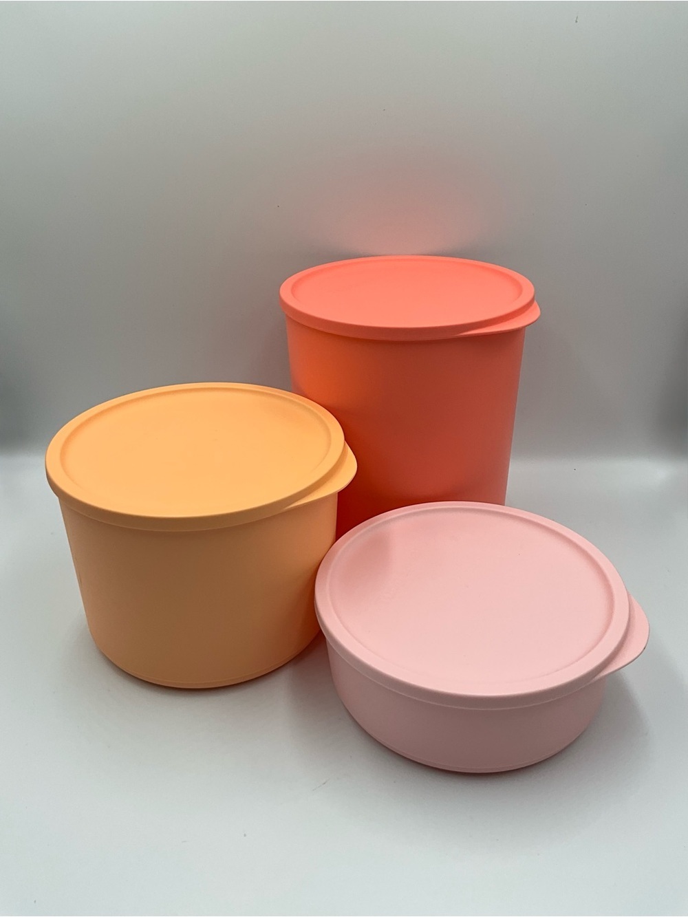 Tupperware Pastel 3-Piece Food Storage Set - Coral, Peach, Pink